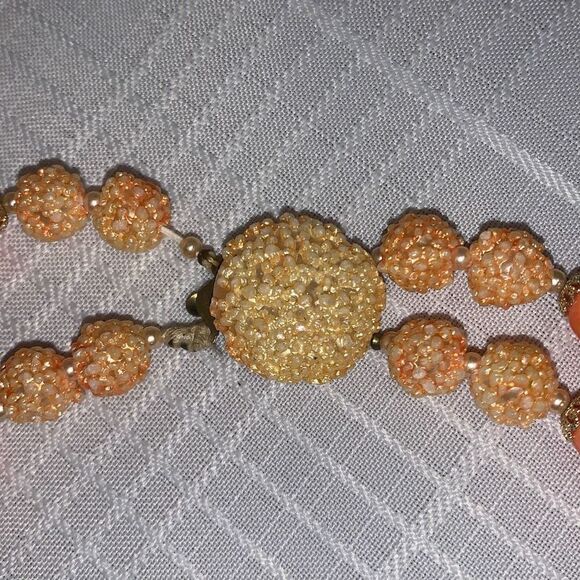 Vintage Coral Plastic Bead Multi Strand Necklace Japan - Picture 12 of 16